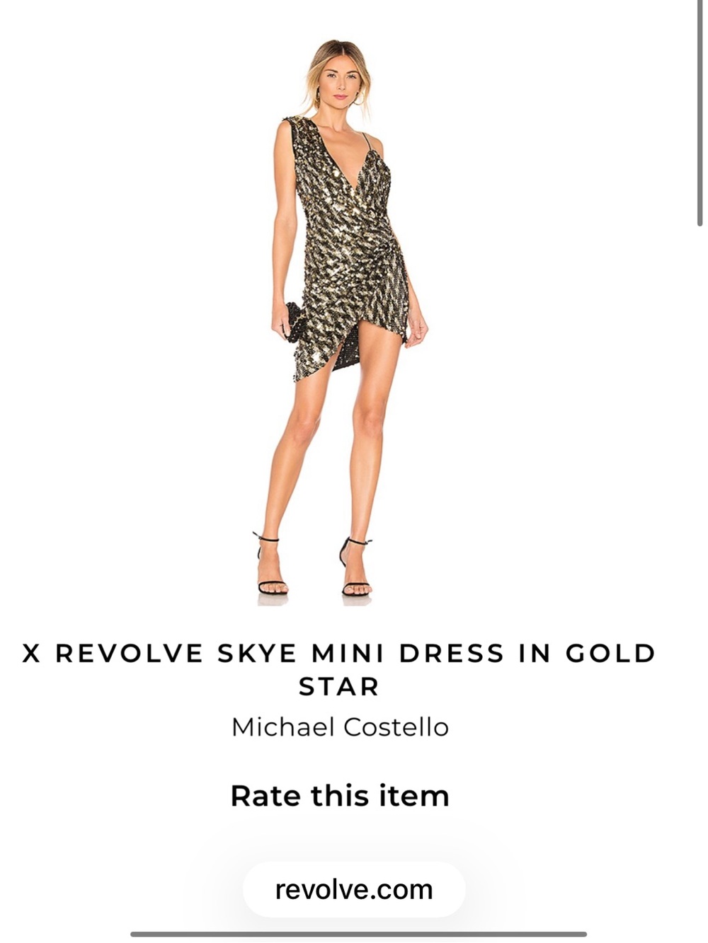 Metallic Gold & Black Sequin Wrap Mini Dress